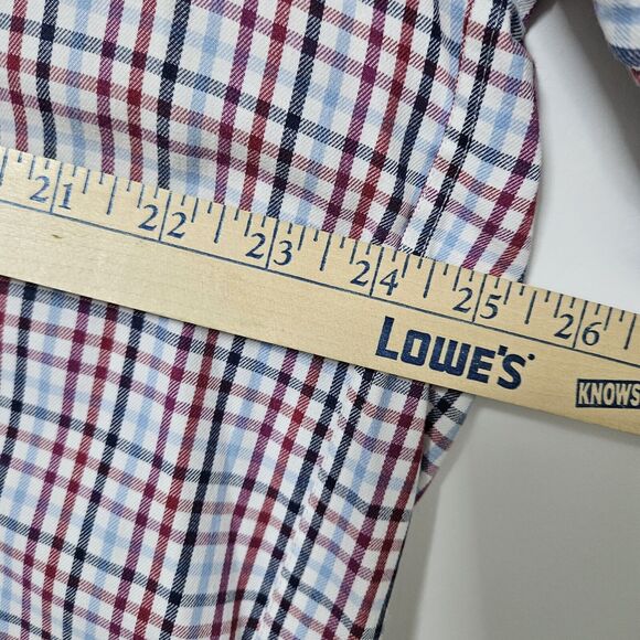 L.L Bean Wrinkle Resistant Button Up Shirt Men's Lg Blue Red White Check Pocket - Picture 6 of 8